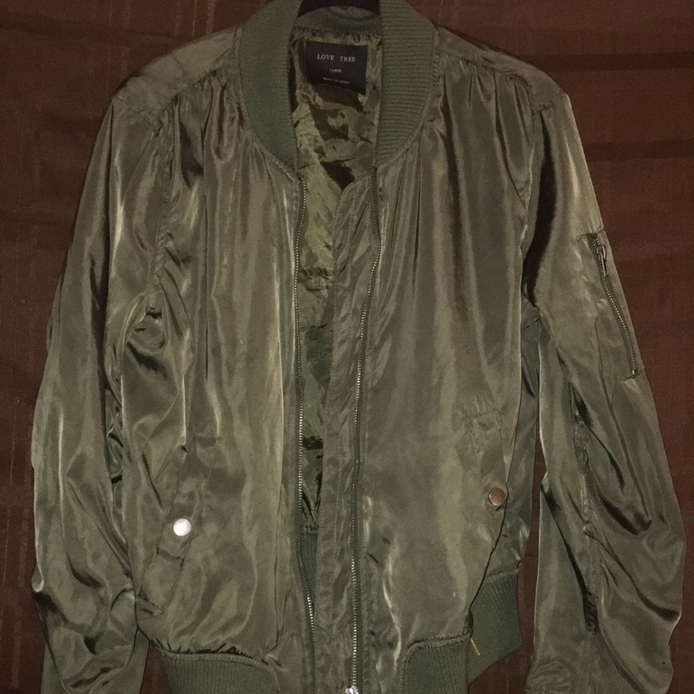 Forest Green Bomber Jacket -$10